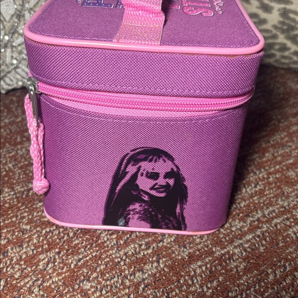 Vintage 2008 Hanna Montana purple & Pink Cosmetic Box train case zip up iconic